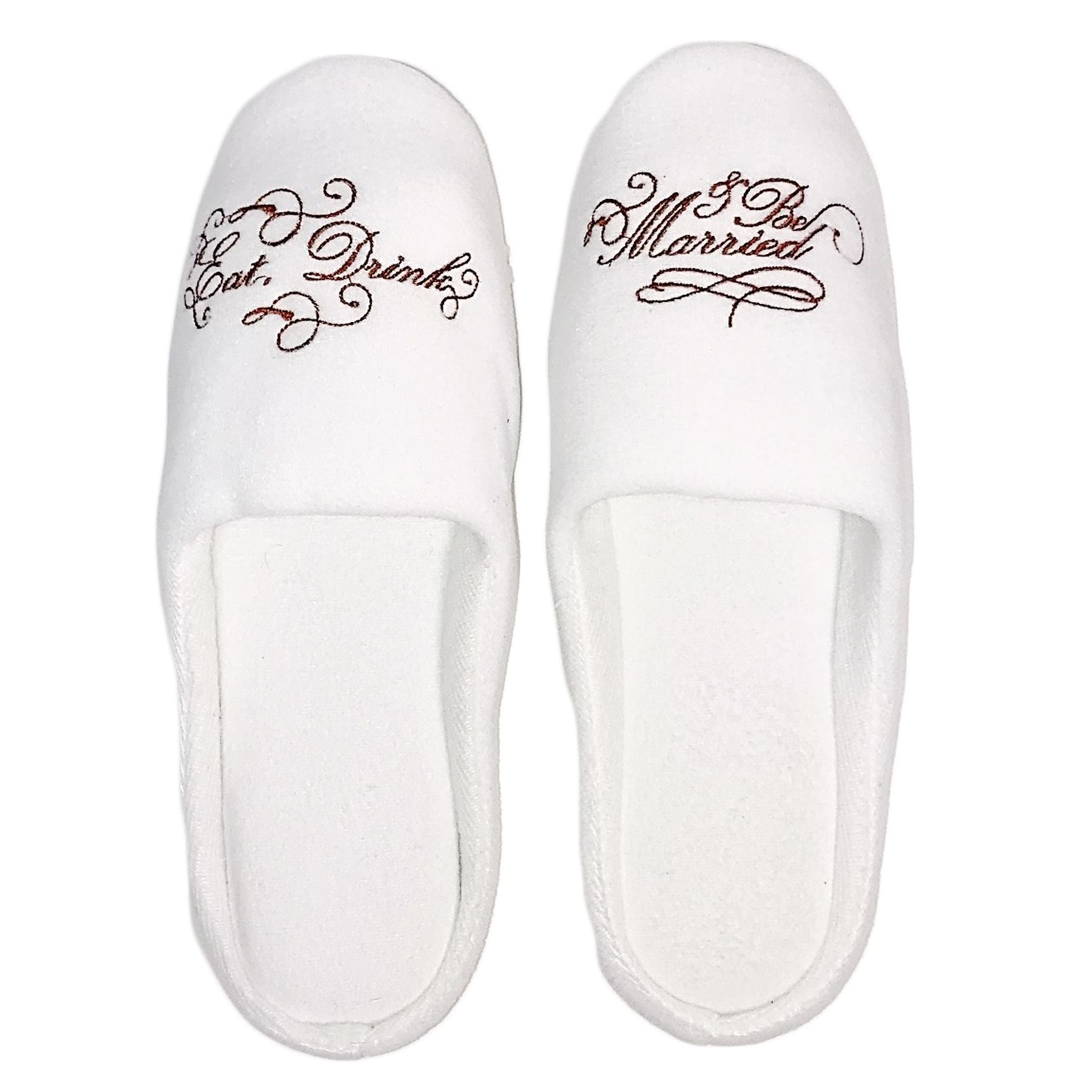 eat, drink & be married closed toe slide bridal slipper