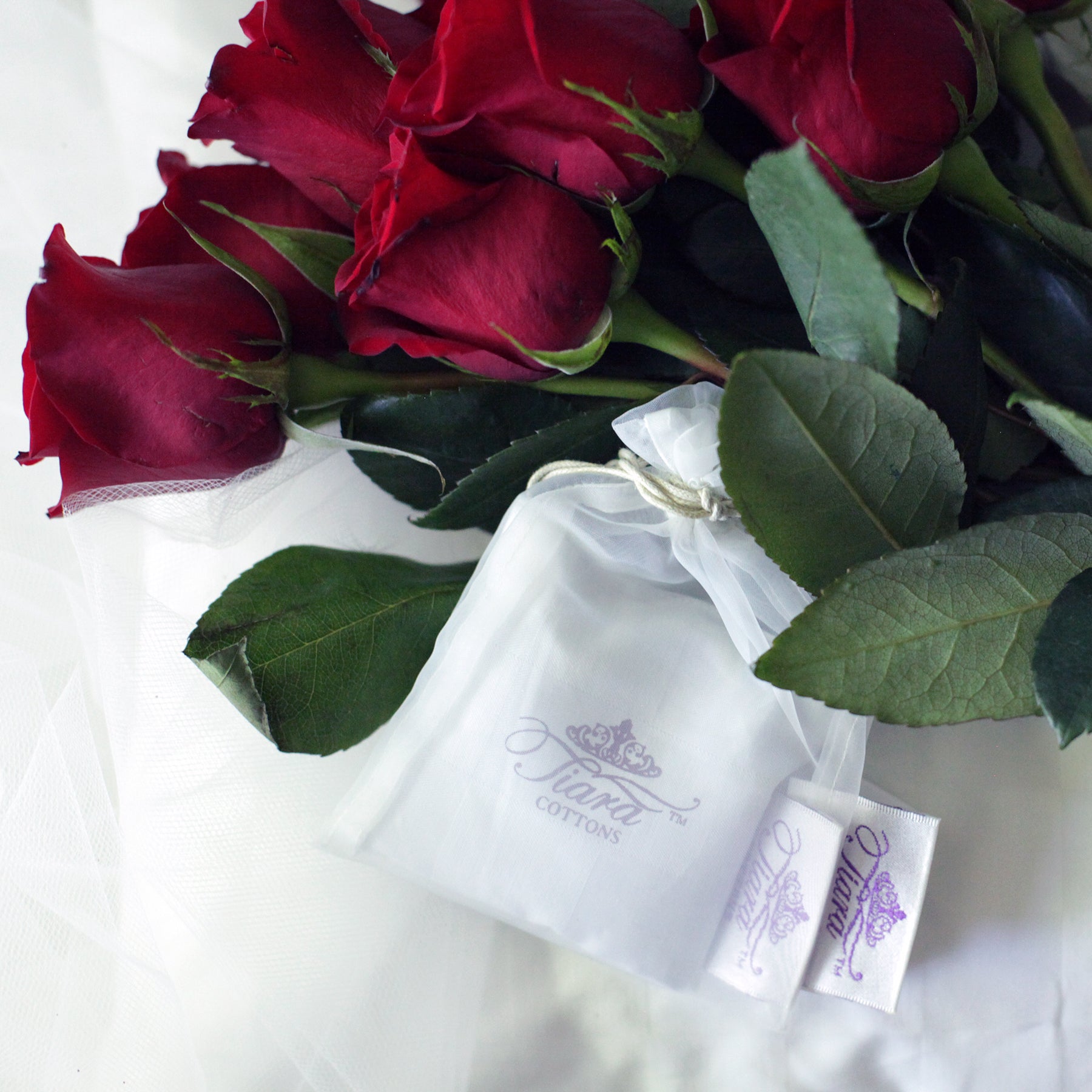 Tiara Silks® Moonstone Pillowcase+White Velvet Travel Bag