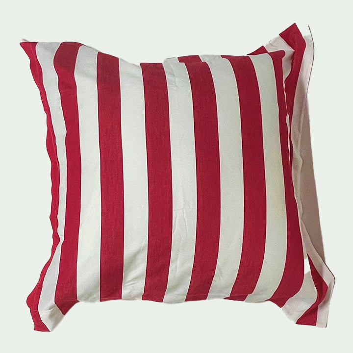 red and white striped pillow sham set