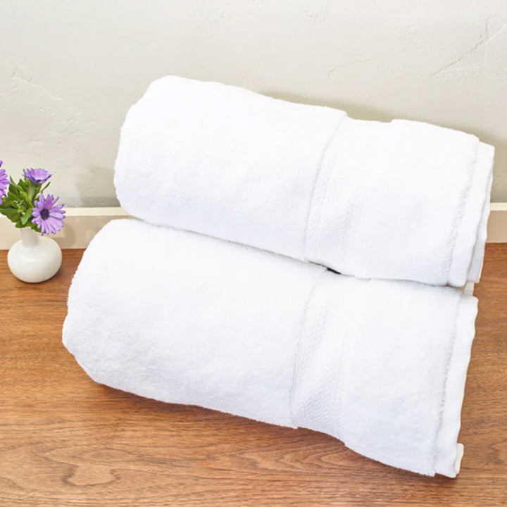 sahara 100% cotton dual core dobby border bath towels