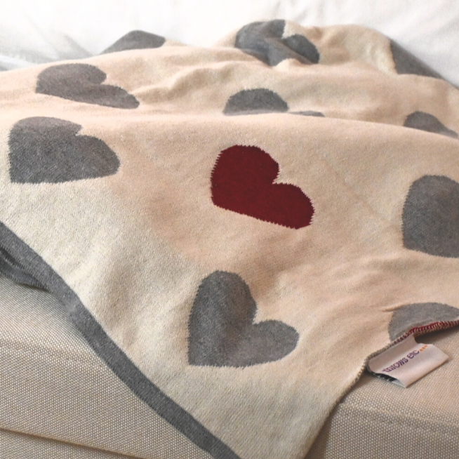 Heart Knitted Throw