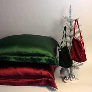 Tiara Silks® Aromatherapy Silk Holiday Pillowcase and Velvet Travel Bag with Handle