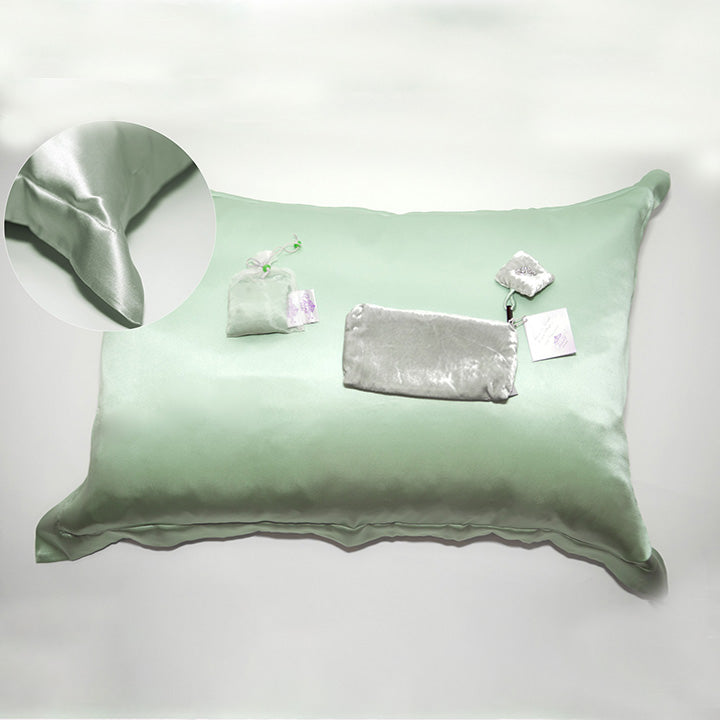 tiara silks® sage silk pillowcase+jade velvet travel bag