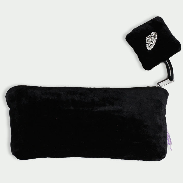 tiara silks® onyx silk pillowcase+black velvet travel bag