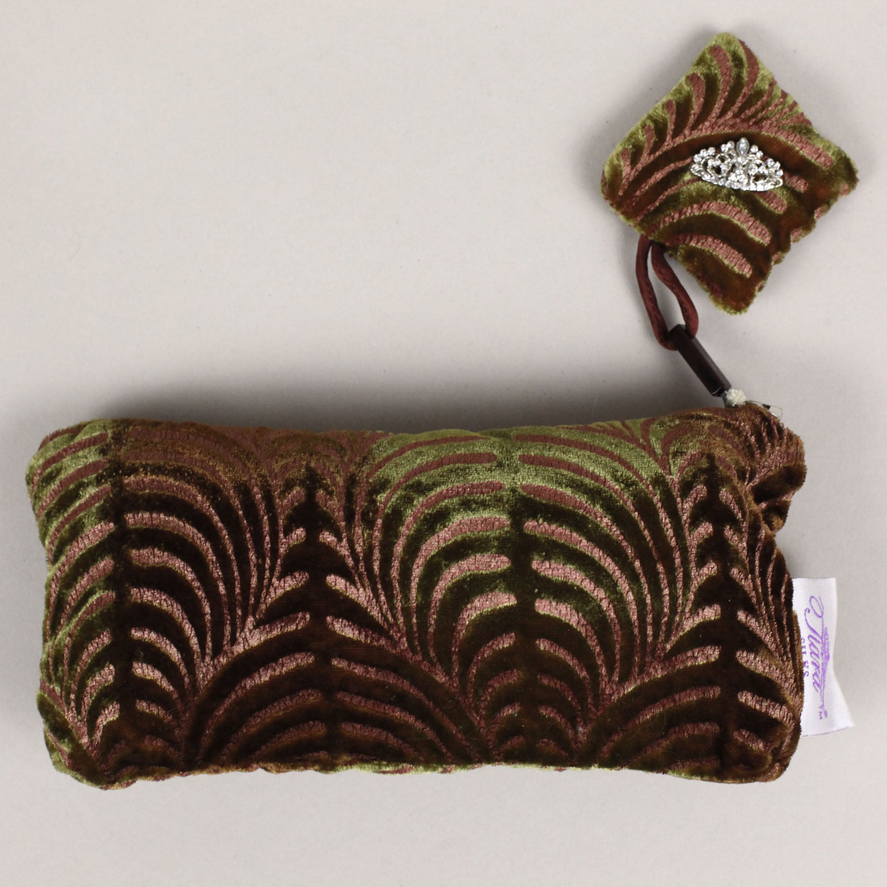 tiara silks® brown silk pillowcase+tiger's eye velvet travel bag