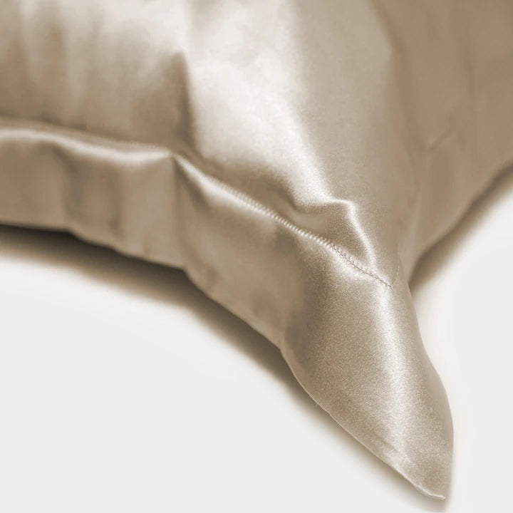 tiara silks® ecru-agate silk pillowcase+pearl velvet travel bag