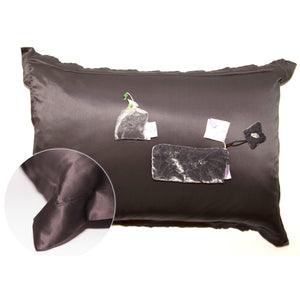 Tiara Silks® Jasper Pillowcase+Grey Velvet Travel Bag