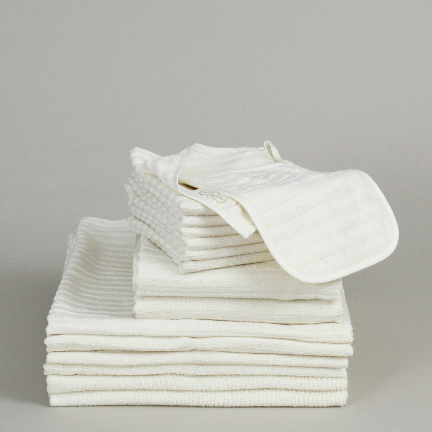 wash me tender™ silk and organic cotton ribbed towel set