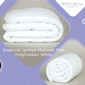 Essential Quilted Mattress Pad, Poly-Cotton, White